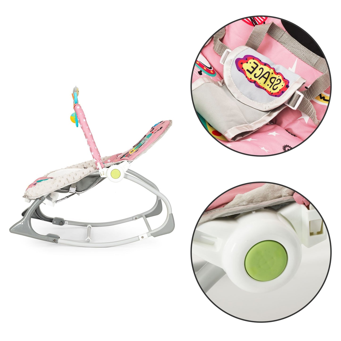 Rocking chair 2-in-1 with vibrations, sounds, regulation, ECOTOYS