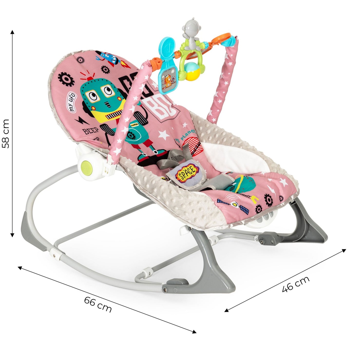 Rocking chair 2-in-1 with vibrations, sounds, regulation, ECOTOYS