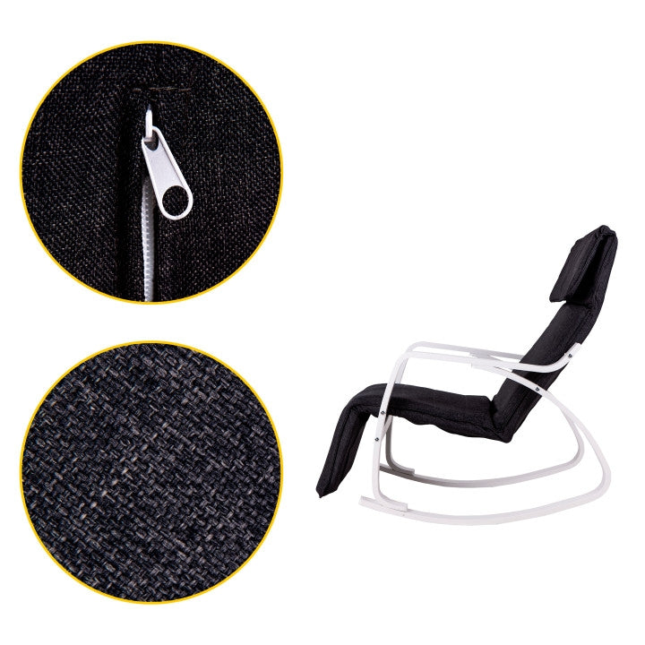 Rocking chair adjustable footrest white and black