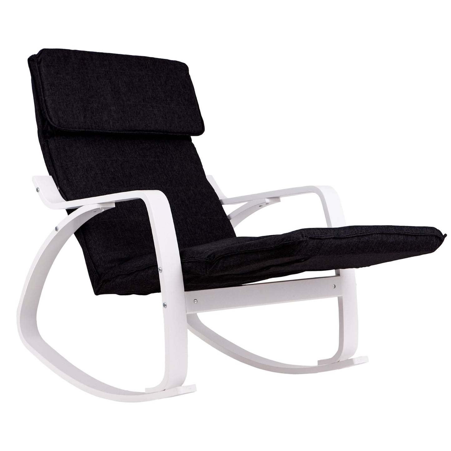 Rocking chair adjustable footrest white and black