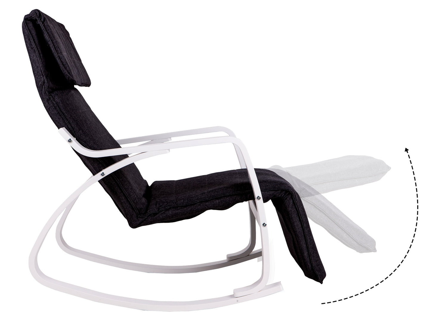 Rocking chair adjustable footrest white and black