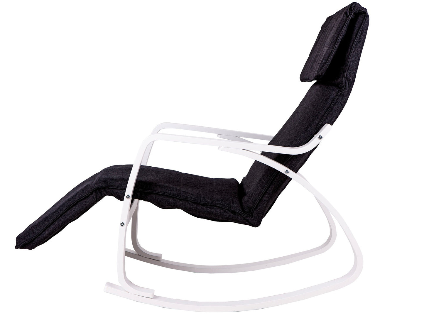 Rocking chair adjustable footrest white and black