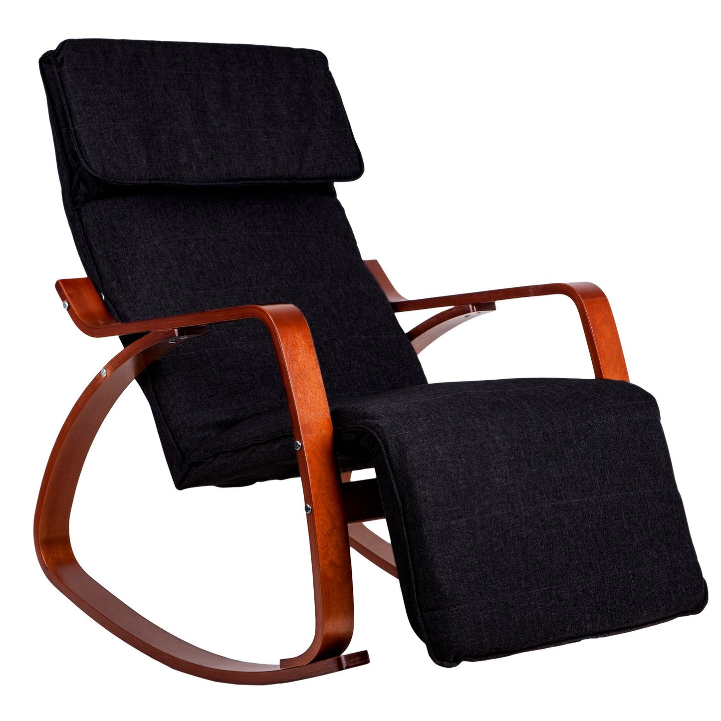 Rocking chair adjustable footrest wooden arms