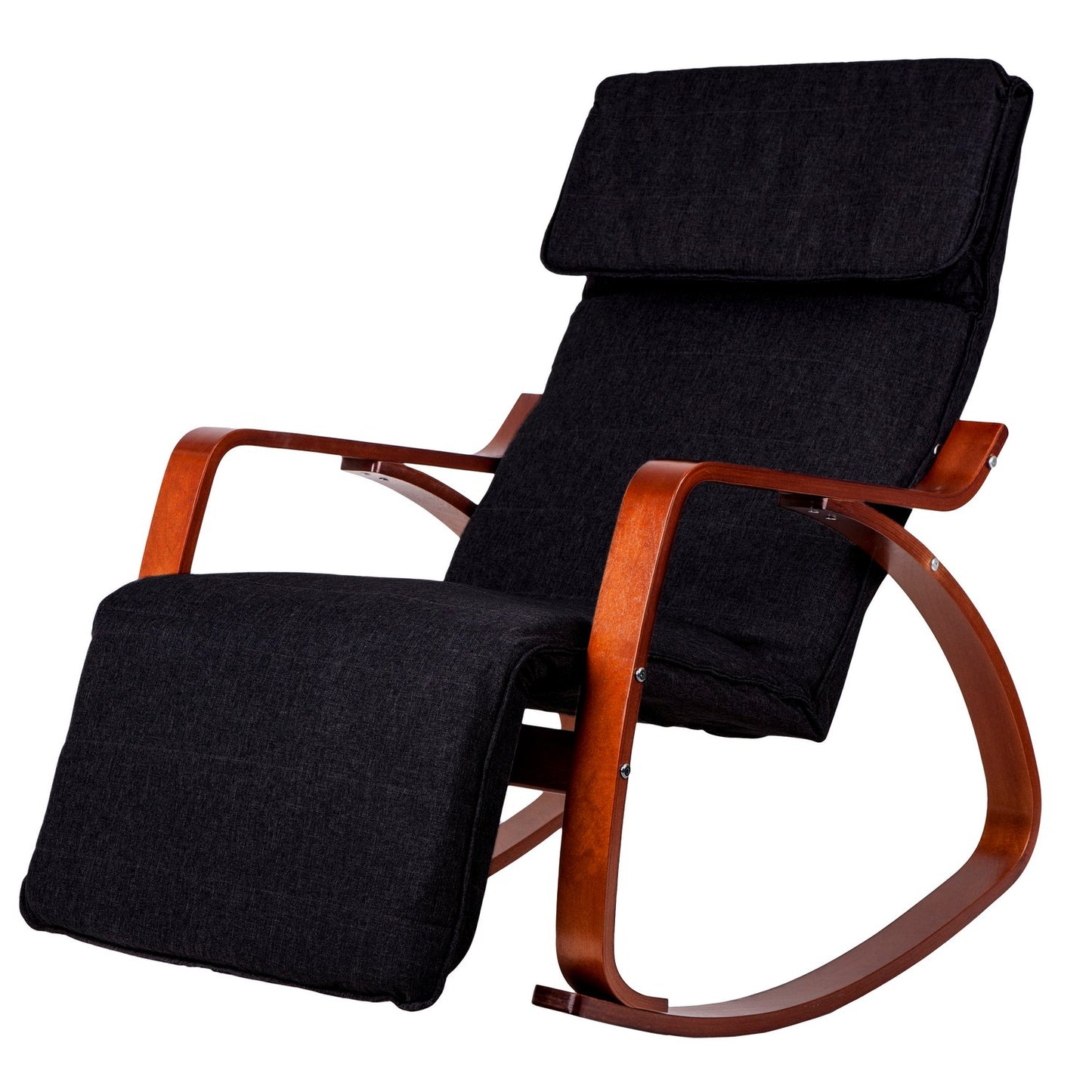 Rocking chair adjustable footrest wooden arms
