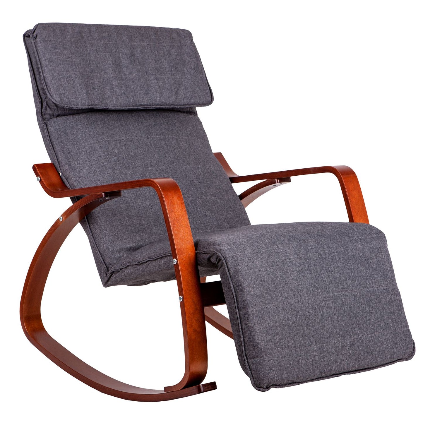 Rocking chair adjustable footrest wooden arms