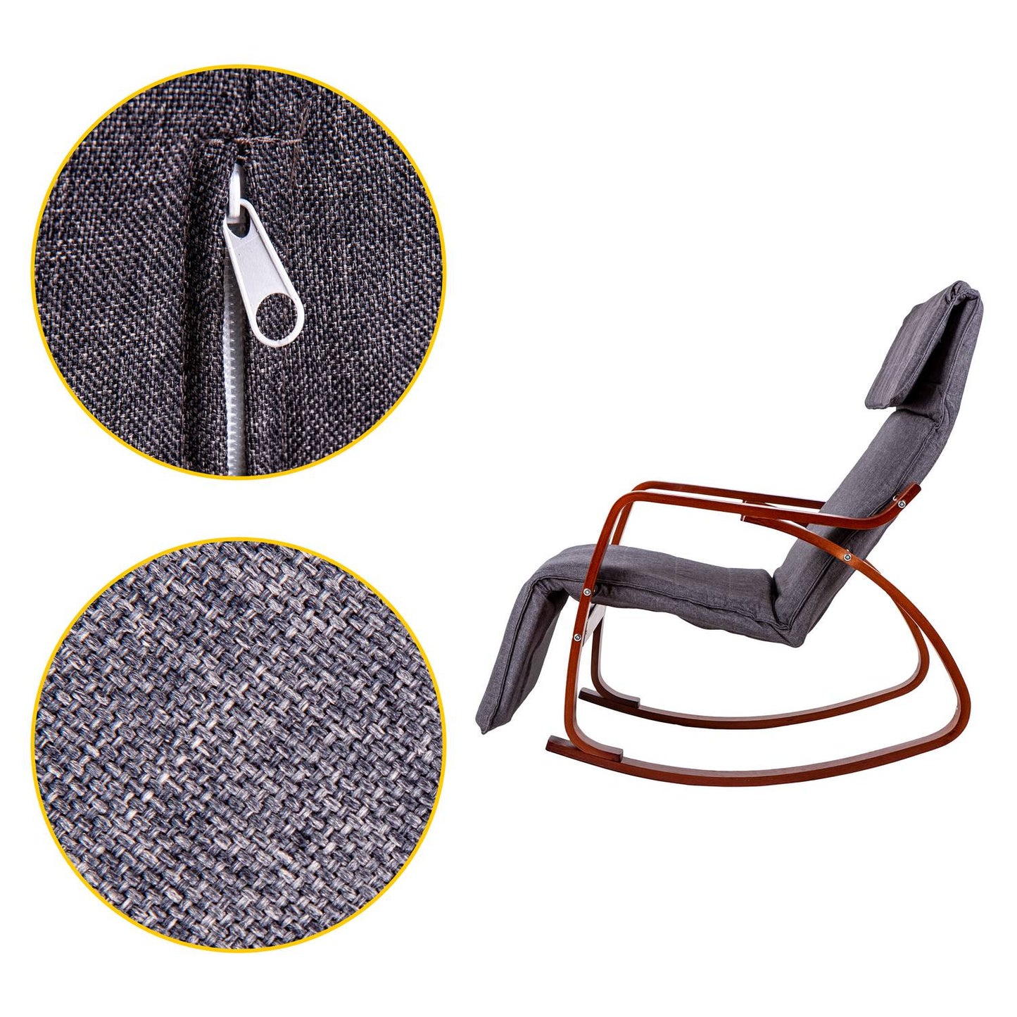Rocking chair adjustable footrest wooden arms