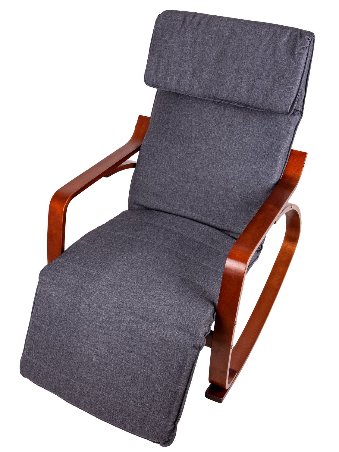Rocking chair adjustable footrest wooden arms