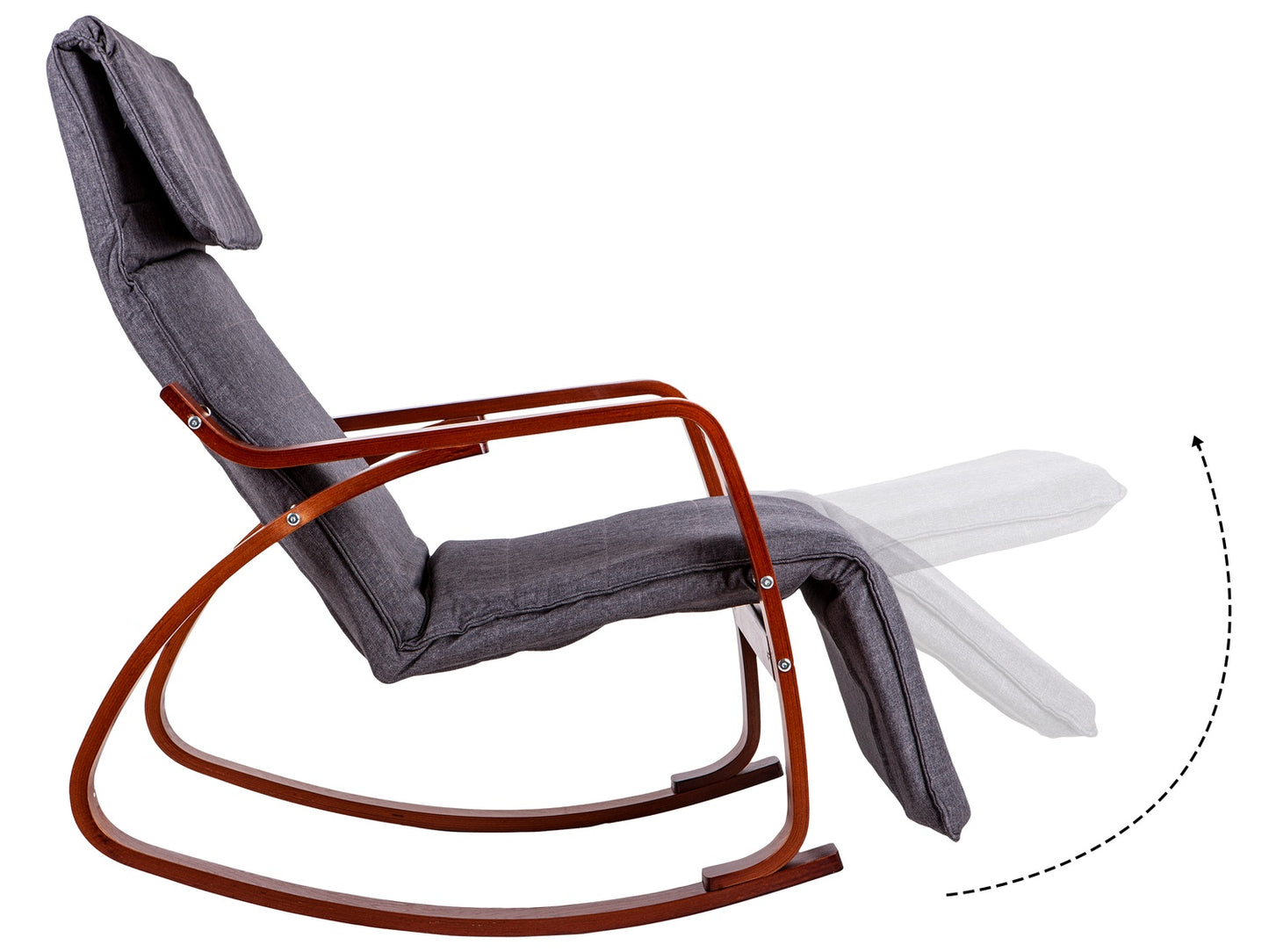 Rocking chair adjustable footrest wooden arms