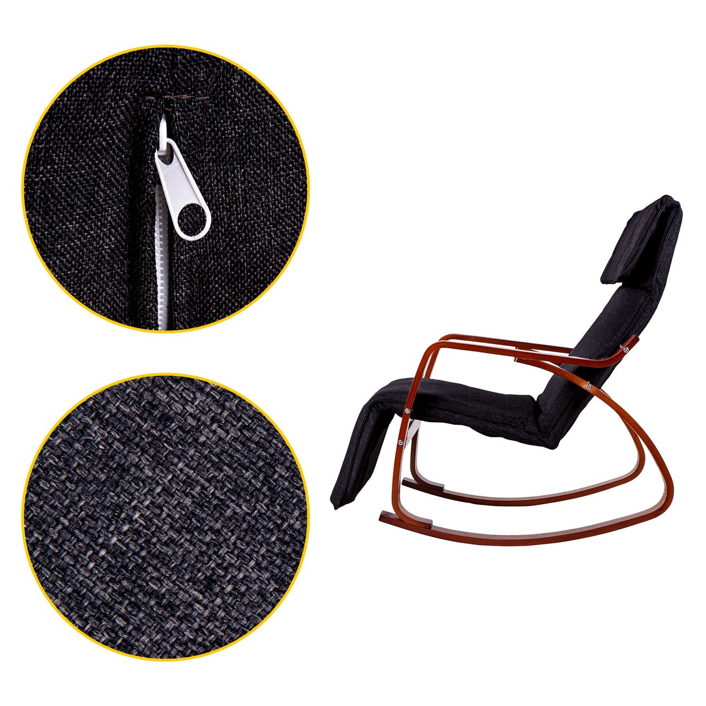 Rocking chair adjustable footrest wooden arms