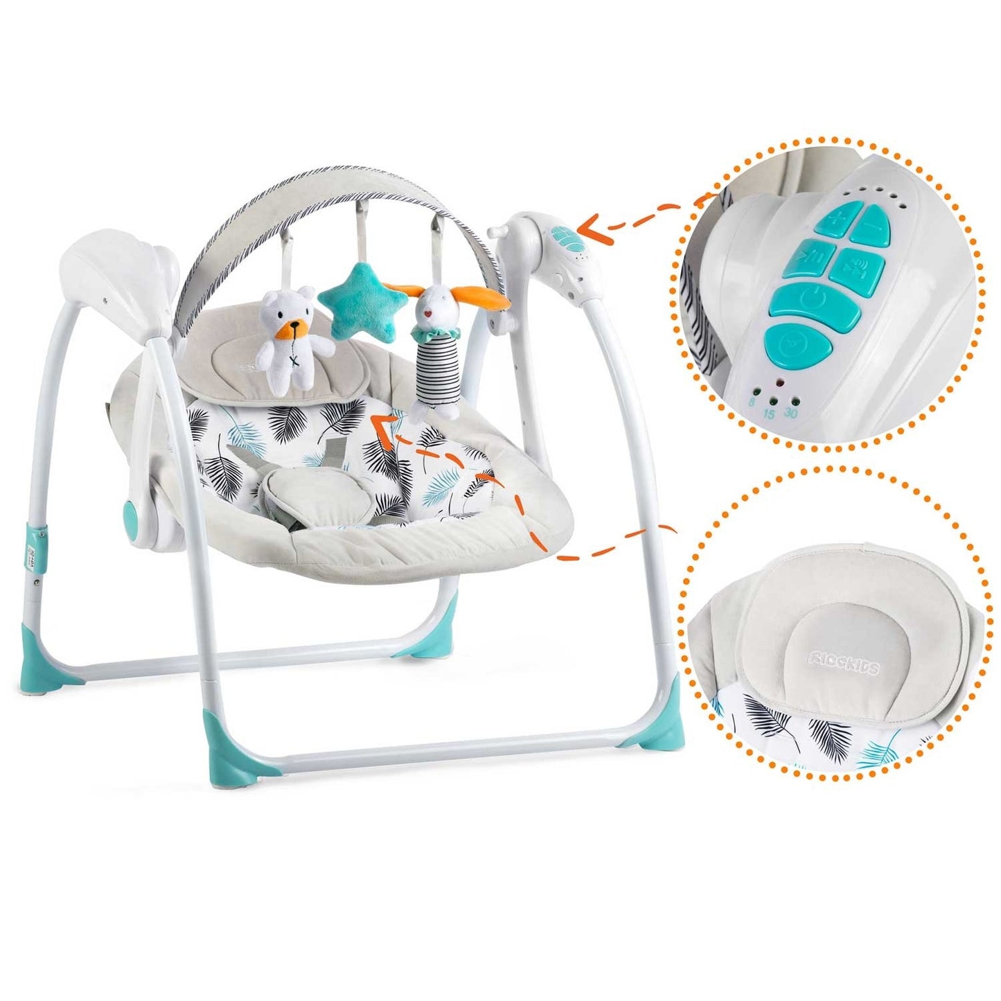 Rocking chair automatic with music turquoise Ricokids 7326