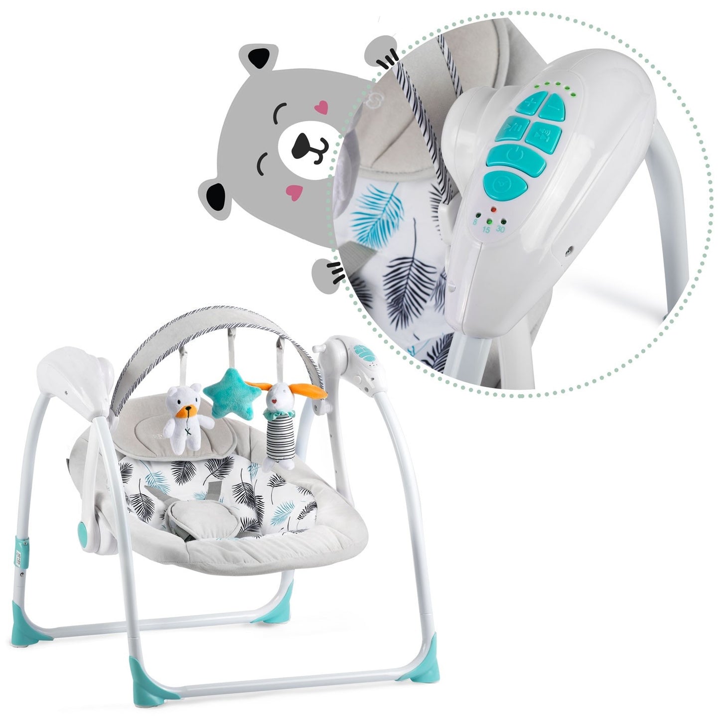 Rocking chair automatic with music turquoise Ricokids 7326