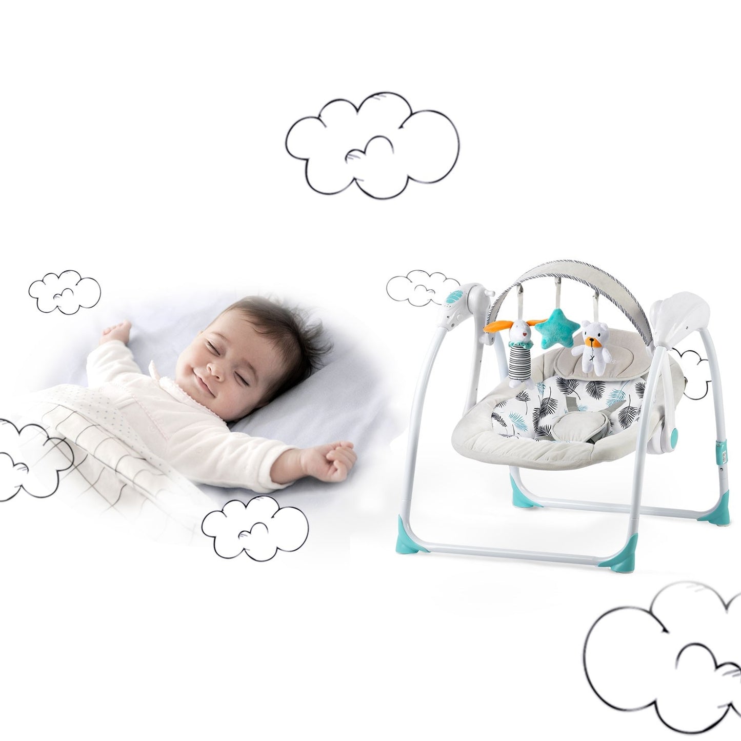 Rocking chair automatic with music turquoise Ricokids 7326