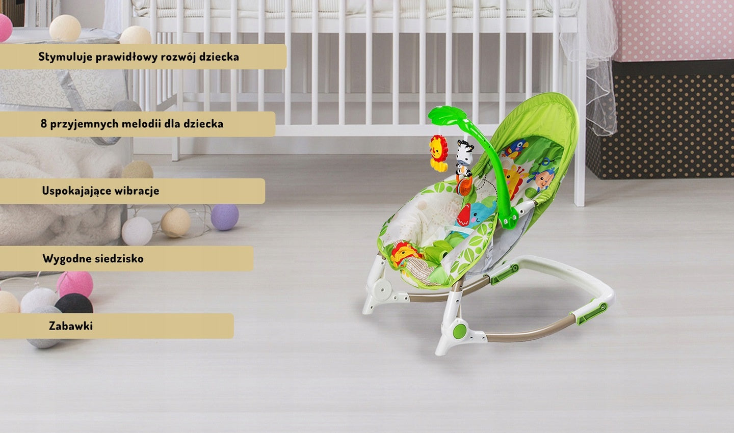 Rocking chair cradle vibrations music lion Ecotoys