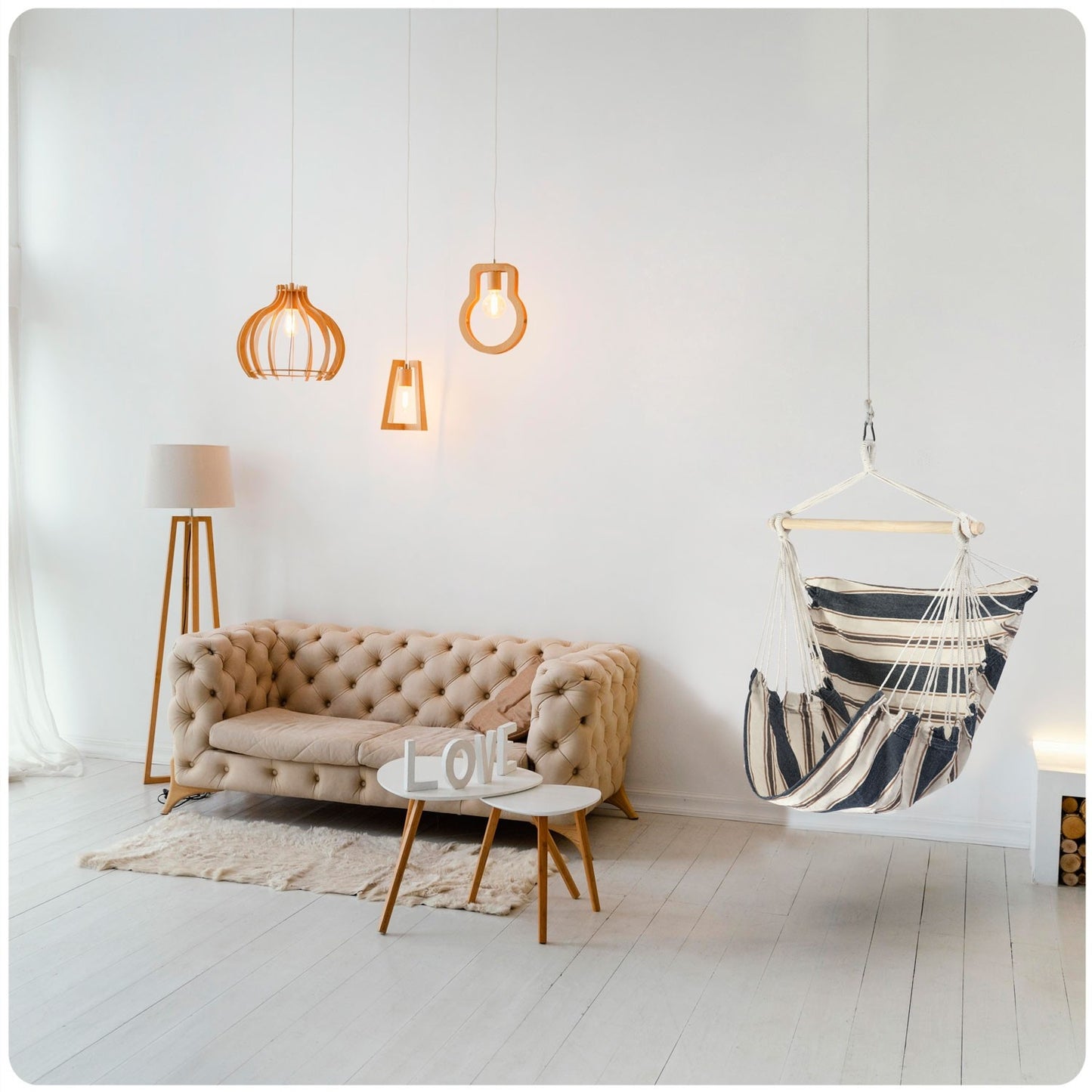 Rodos hanging chair white and blue