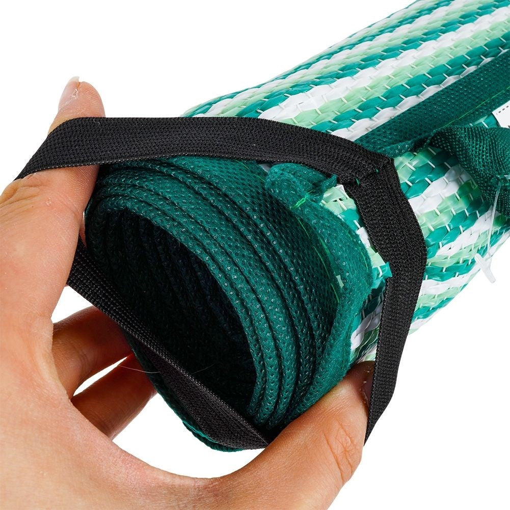Rollable beach mat with comfortable handle and light weight
