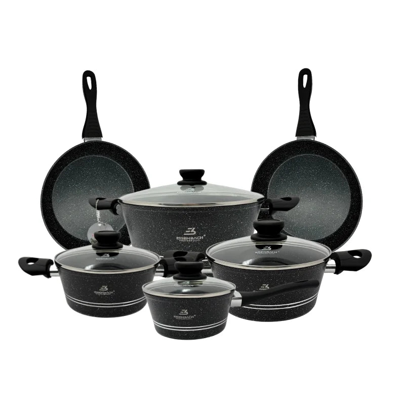 Rosenberg RB-10M2B: 10 Pieces Marble Coated Cookware Set