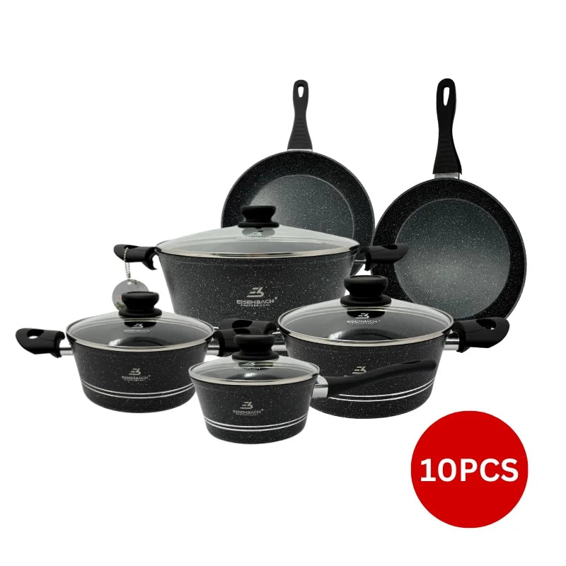 Rosenberg RB-10M2B: 10 Pieces Marble Coated Cookware Set