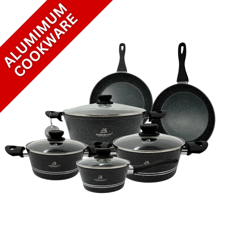 Rosenberg RB-10M2B: 10 Pieces Marble Coated Cookware Set