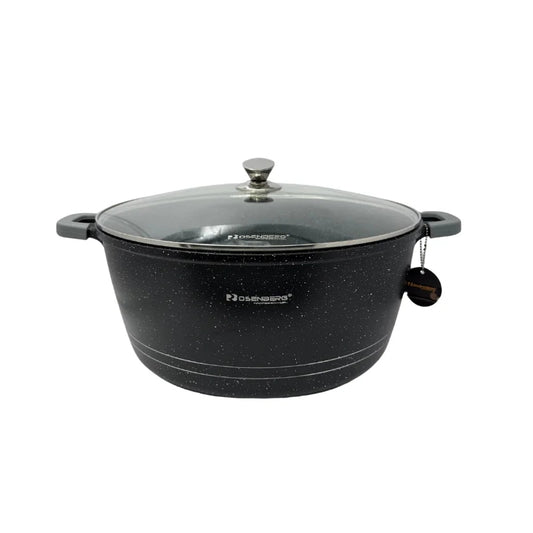 Rosenberg RB-36M2: Marble Coated Stew Pot with Glass Lid - 36cm