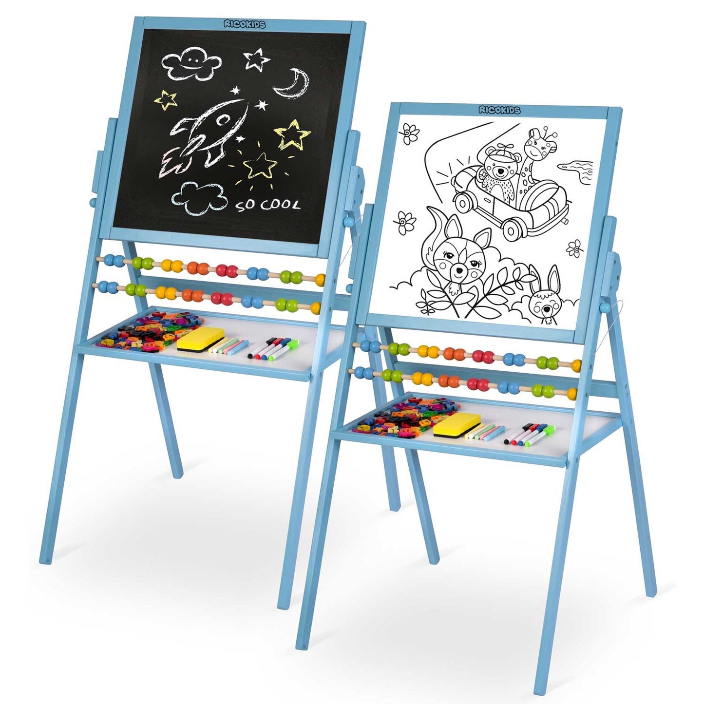 Rotatable Magnetic Chalkboard Ricokids - Blue