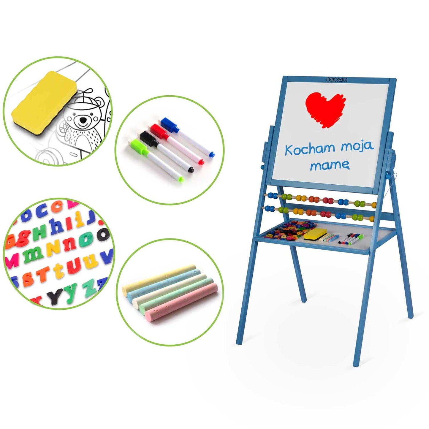 Rotatable Magnetic Chalkboard Ricokids - Blue