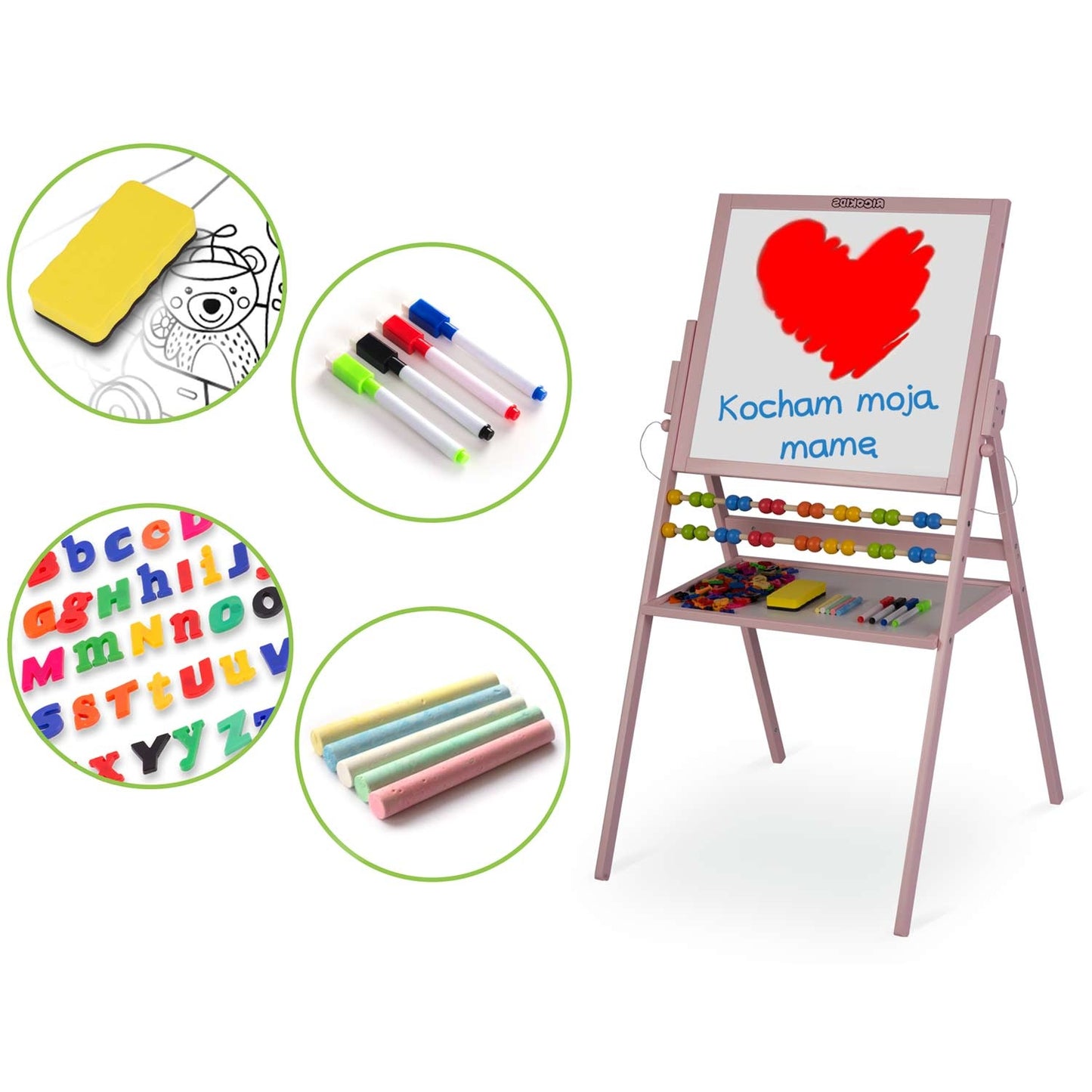 Rotatable Magnetic Chalkboard Ricokids - Pink