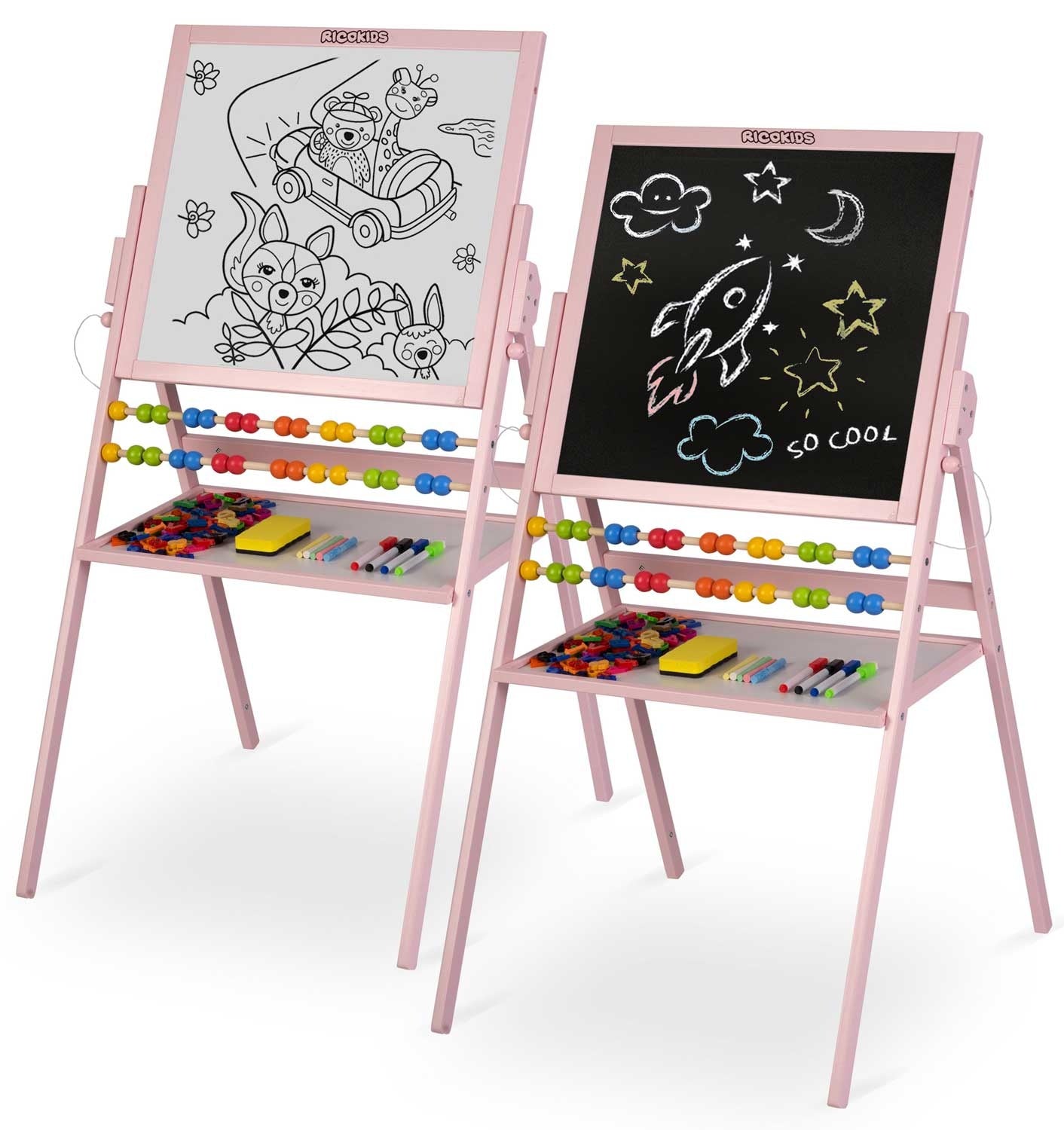 Rotatable Magnetic Chalkboard Ricokids - Pink