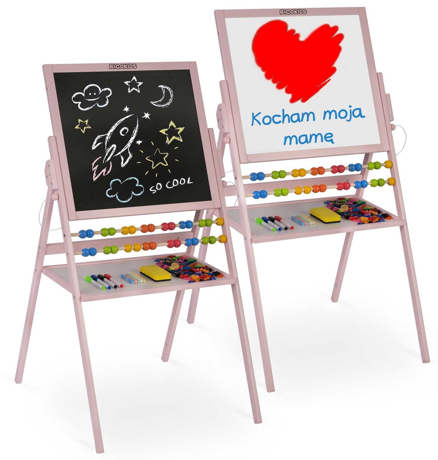 Rotatable Magnetic Chalkboard Ricokids - Pink