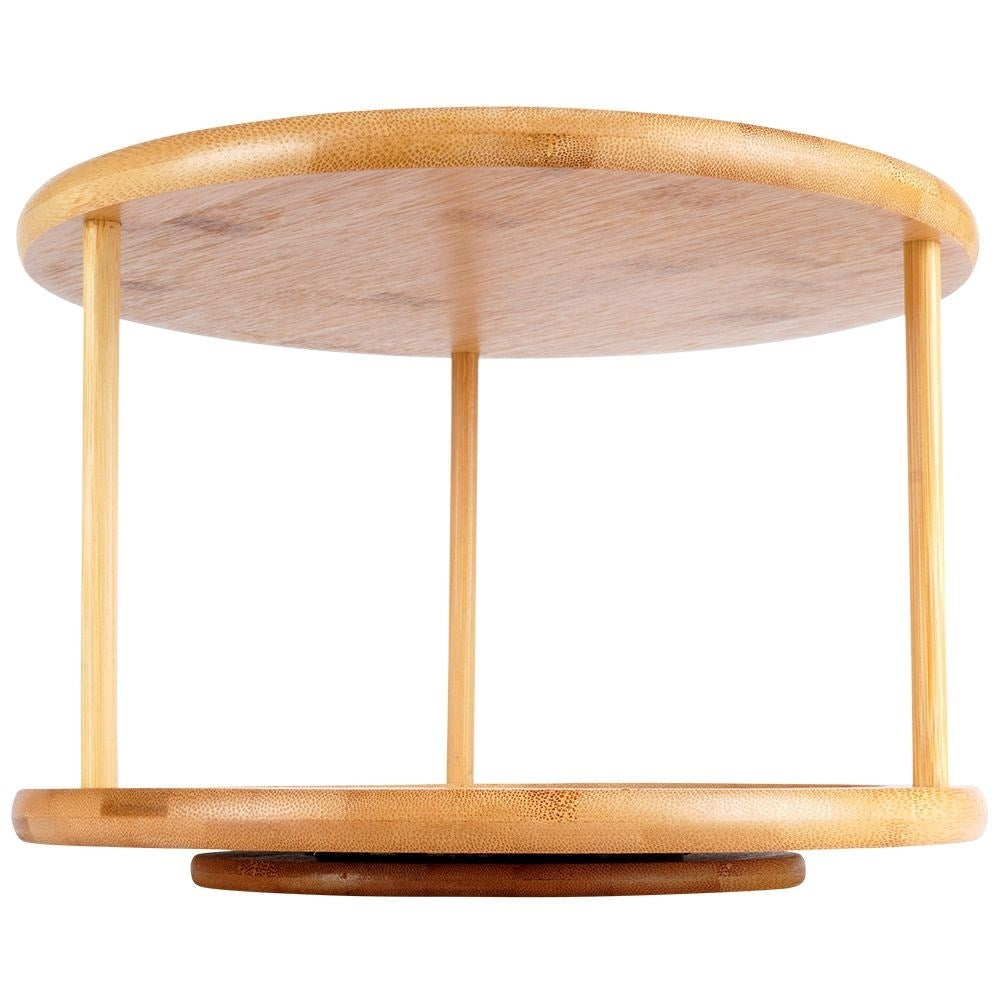 Rotating bamboo cookie tray with 2 levels for cookies and snacks