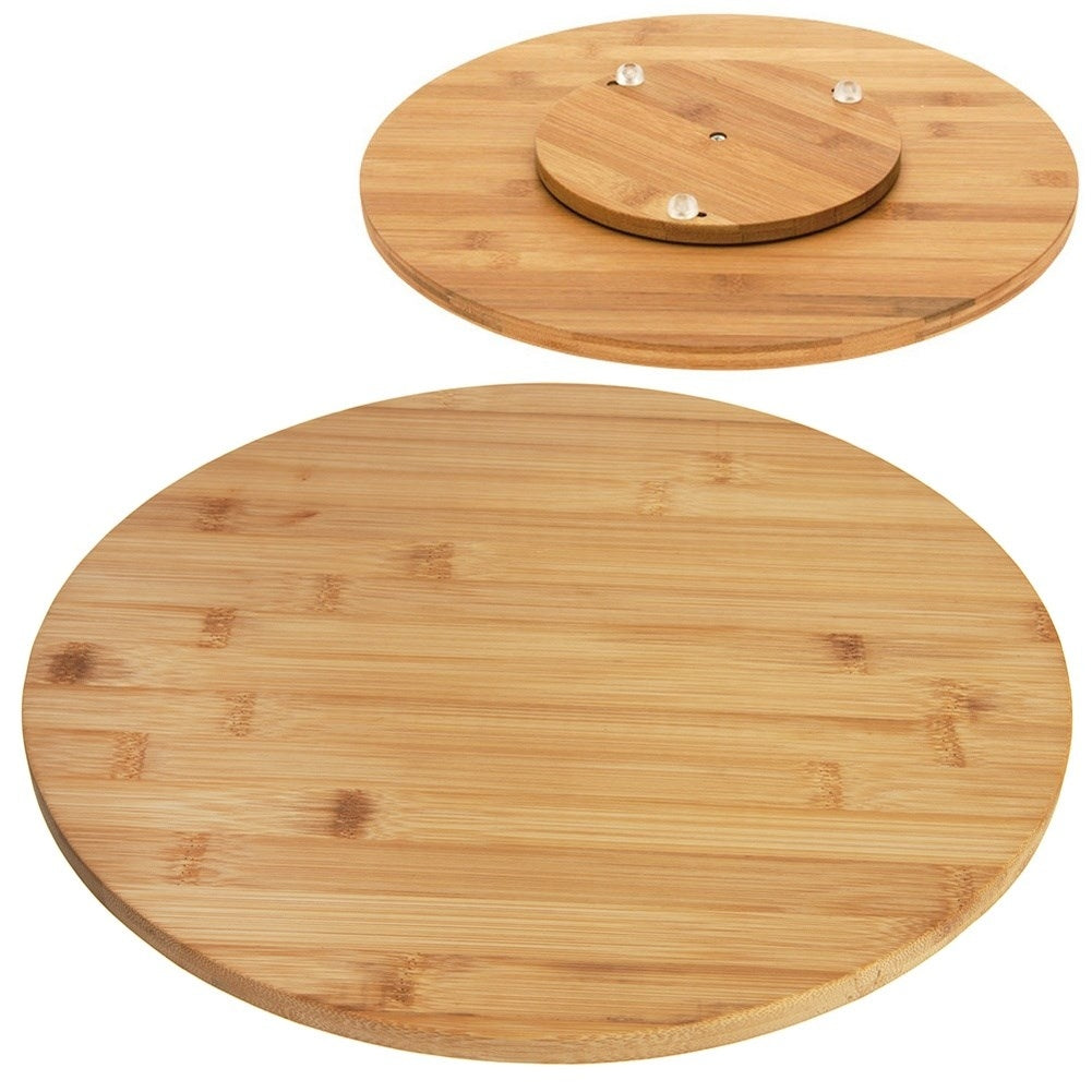 Rotating bamboo tray with non-slip protection for serving