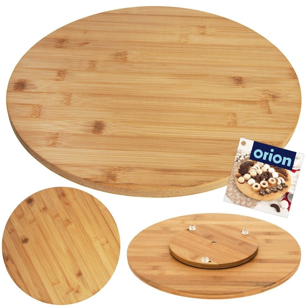 Rotating bamboo tray with non-slip protection for serving