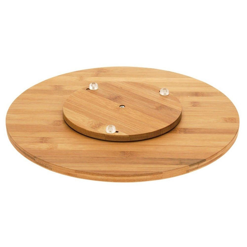 Rotating bamboo tray with non-slip protection for serving