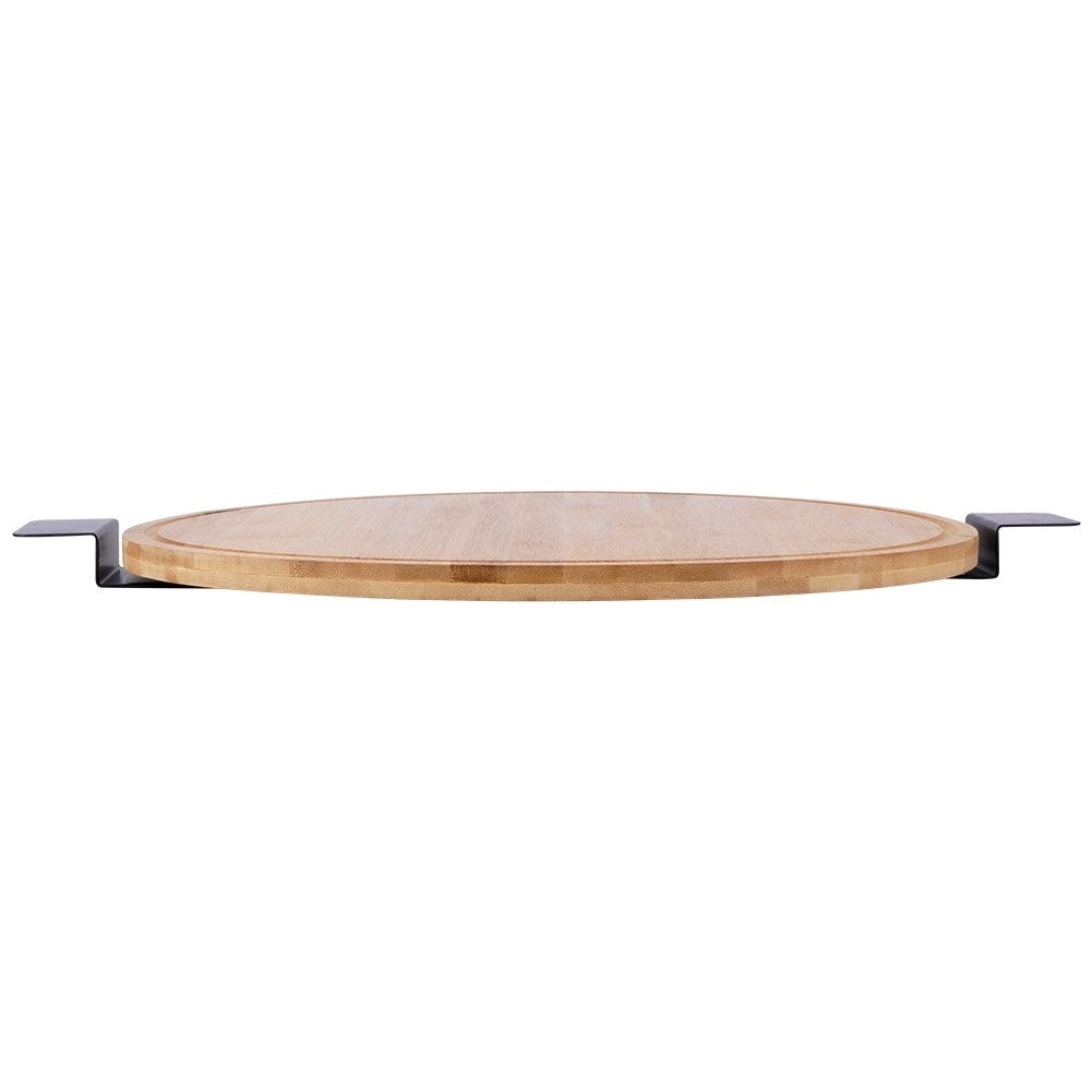 Rotating serving tray in bamboo and metal with handle