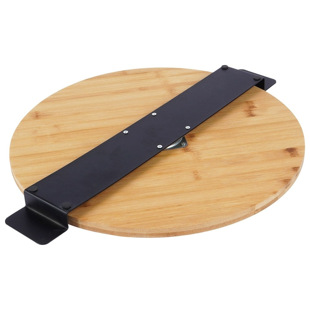Rotating serving tray in bamboo and metal with handle