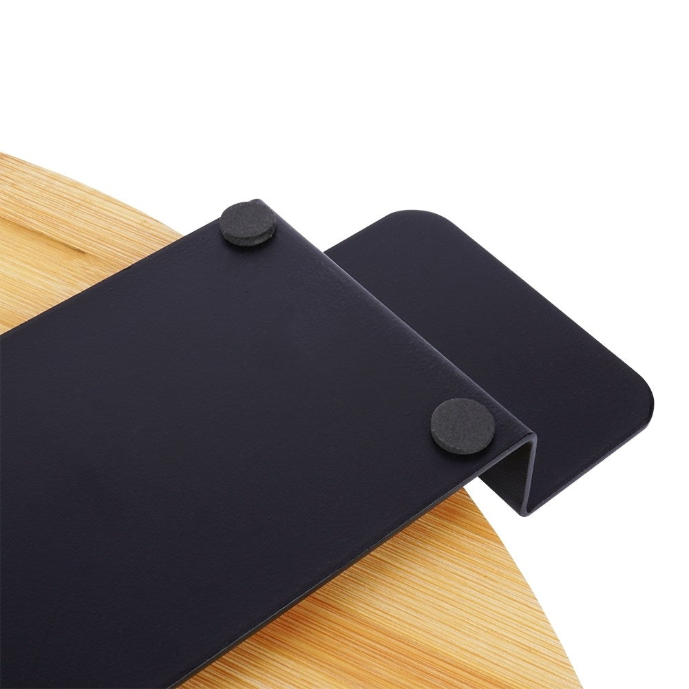 Rotating serving tray in bamboo and metal with handle