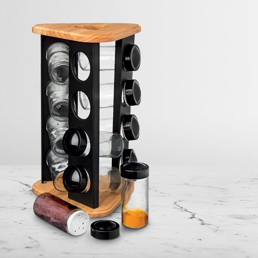 Rotating spice rack with 12 elegant containers