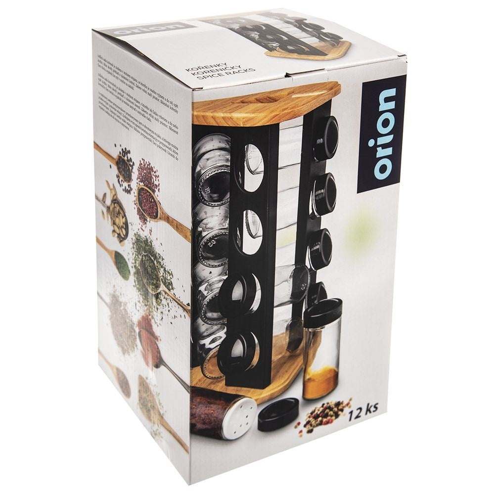 Rotating spice rack with 12 elegant containers