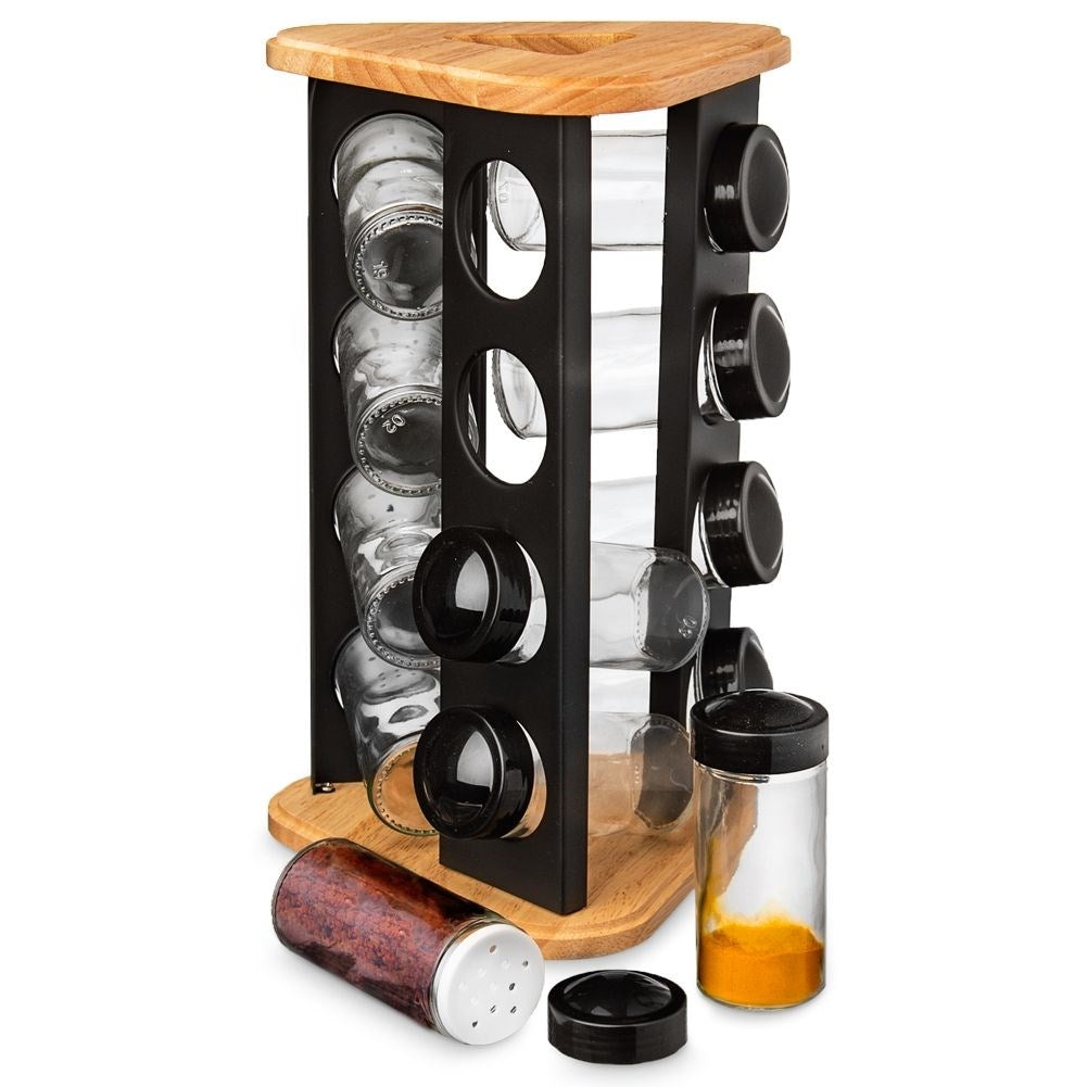 Rotating spice rack with 12 elegant containers