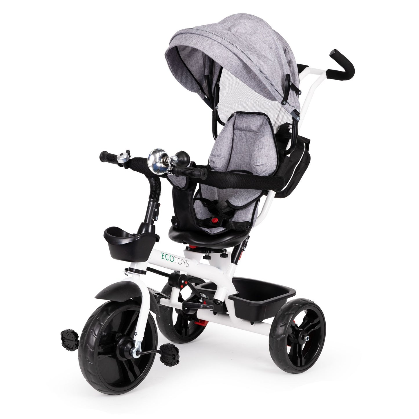 Rotating tricycle with a hood 360° Gray