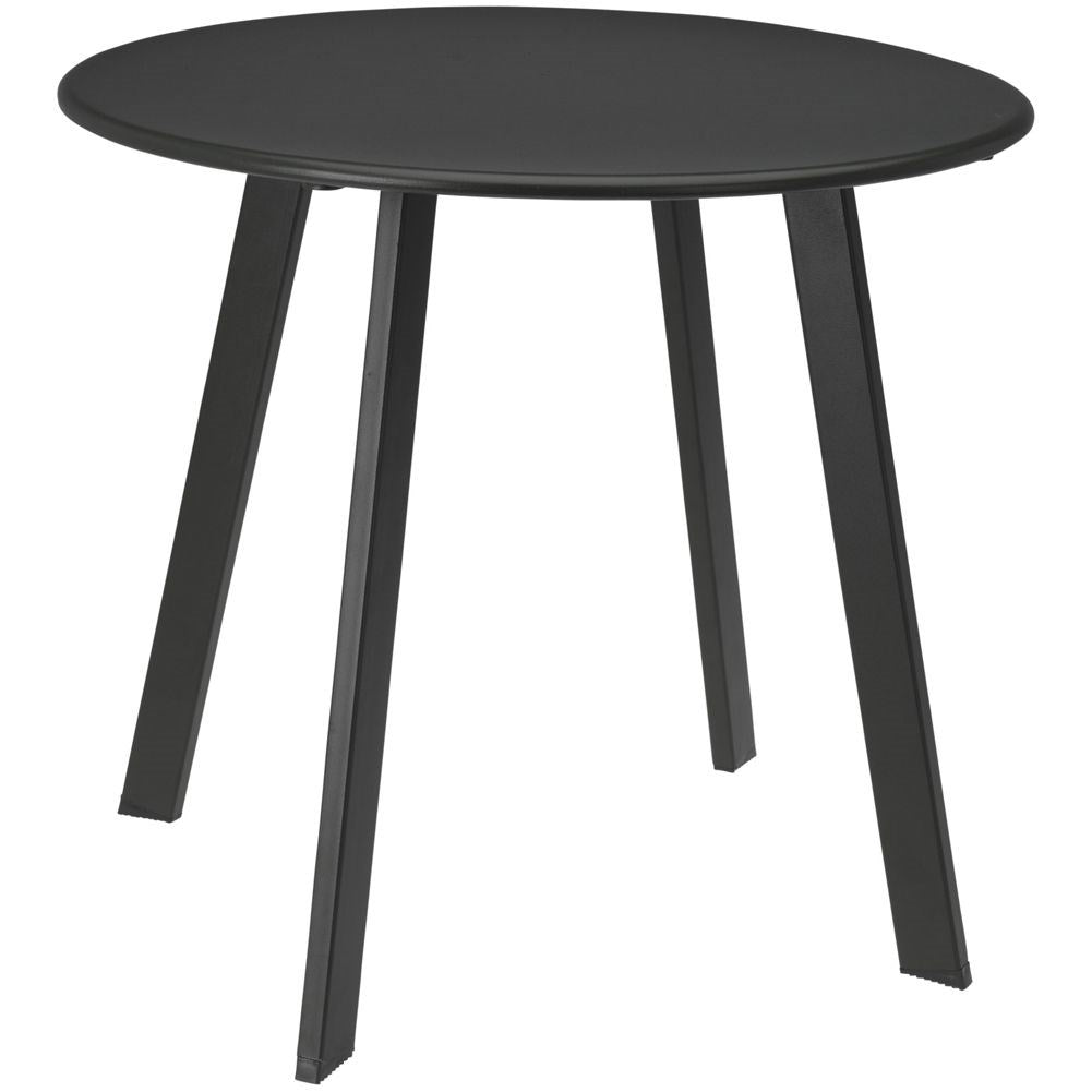 Round Balcony Table in Dark Gray Metal for Outdoors and Indoors