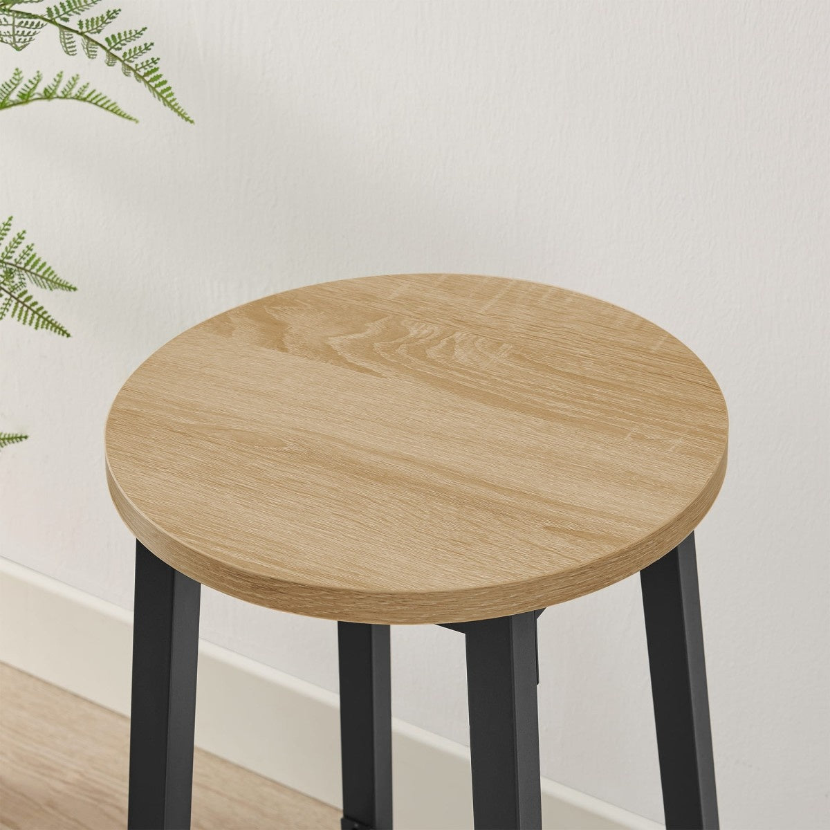 Round Bar Stool Set of 2 – 65 cm High Chair with Footrest