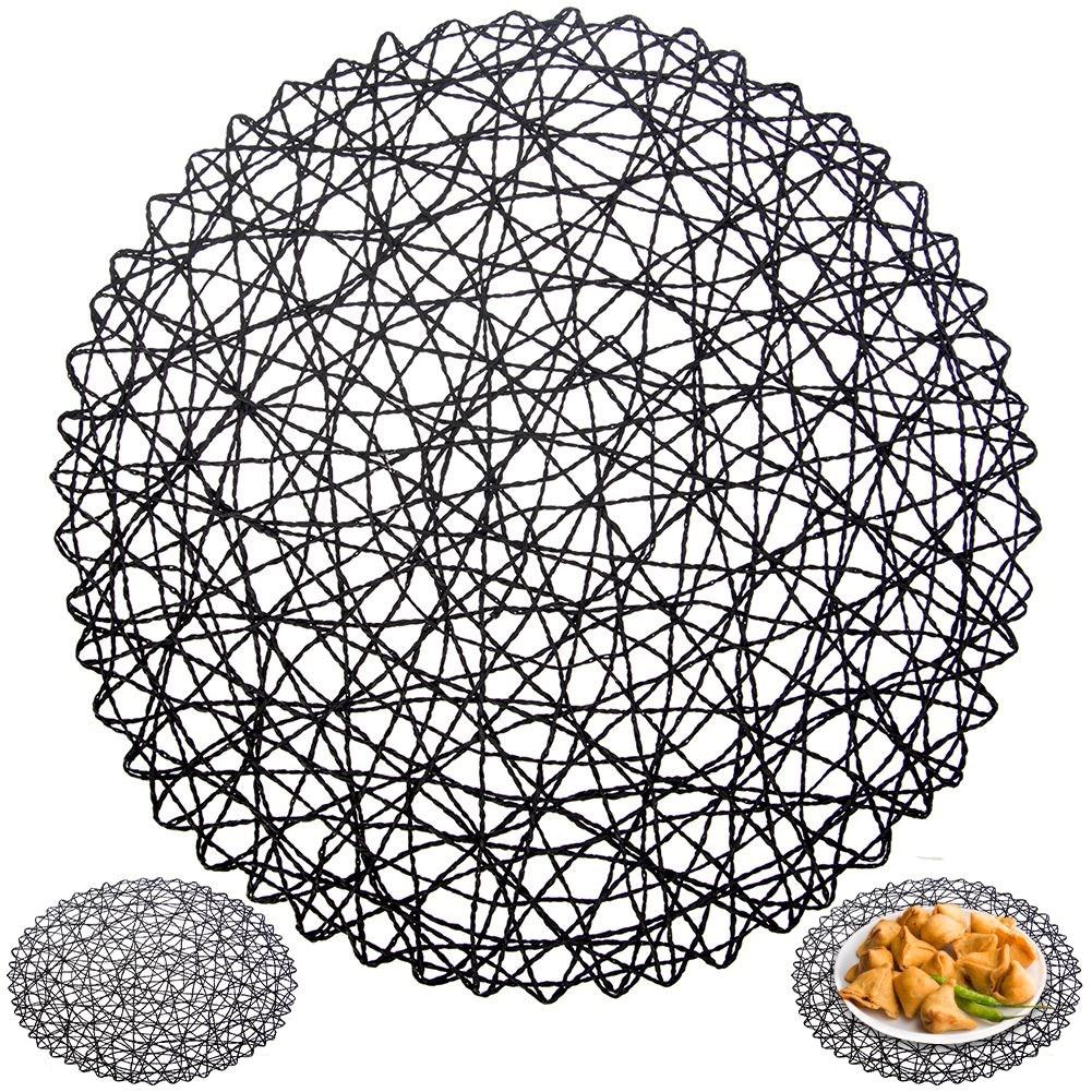 Round Black Placemat made of starch paper - 35 cm