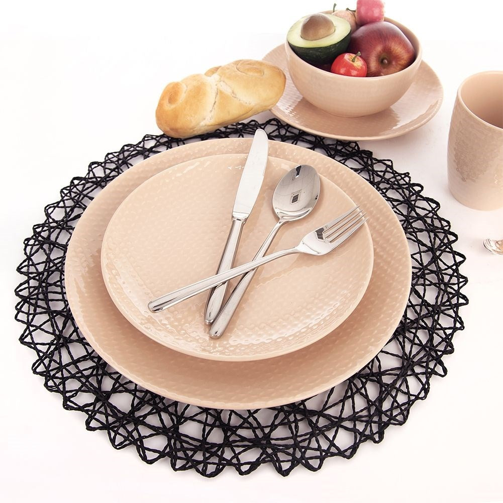 Round Black Placemat made of starch paper - 35 cm