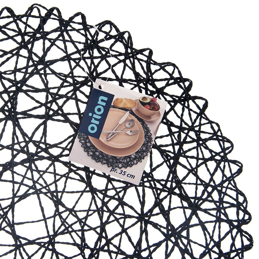 Round Black Placemat made of starch paper - 35 cm
