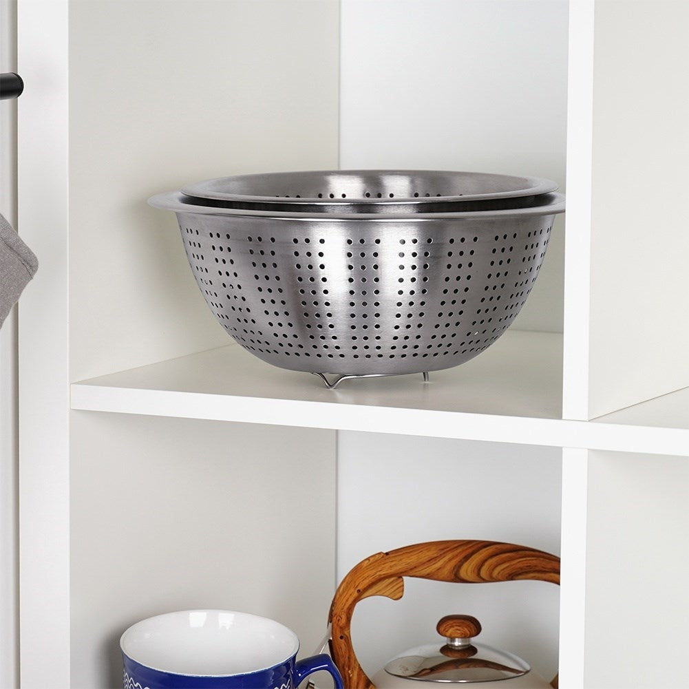 Round Colander in Stainless Steel for Rinsing and Straining