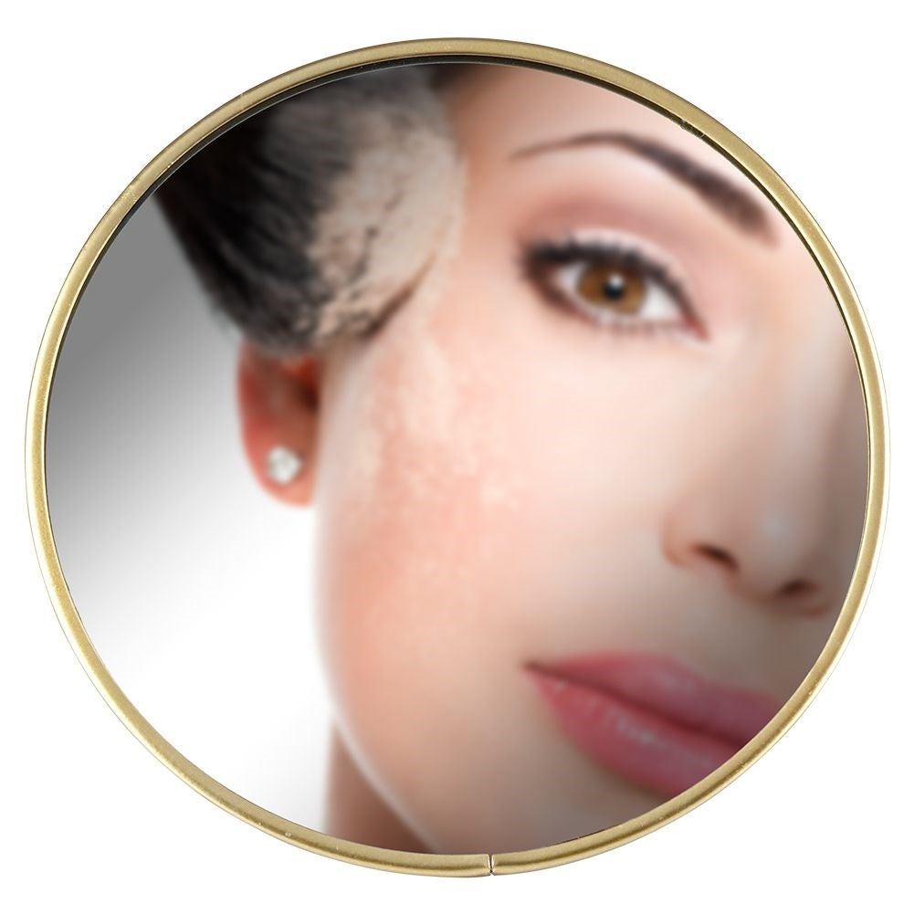 Round Cosmetic Mirror on Stand with Golden Frame