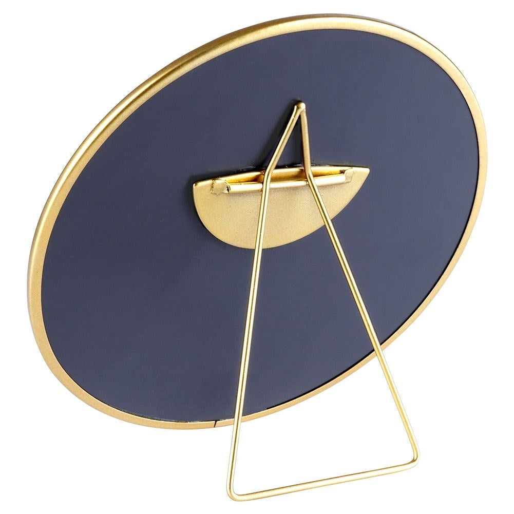 Round Cosmetic Mirror on Stand with Golden Frame