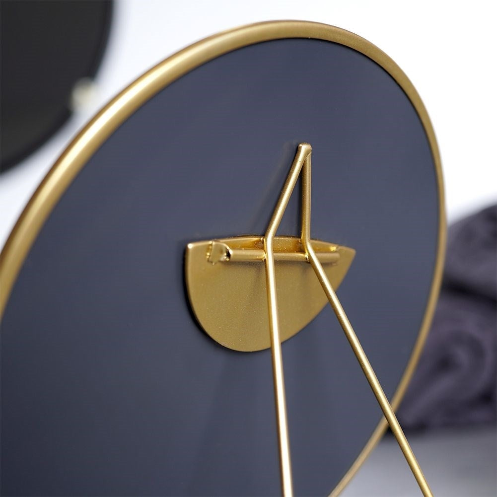 Round Cosmetic Mirror on Stand with Golden Frame