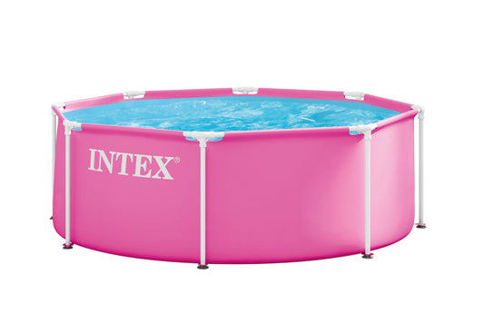 Round Garden Frame Pool for Kids, 244x76 cm, Pink