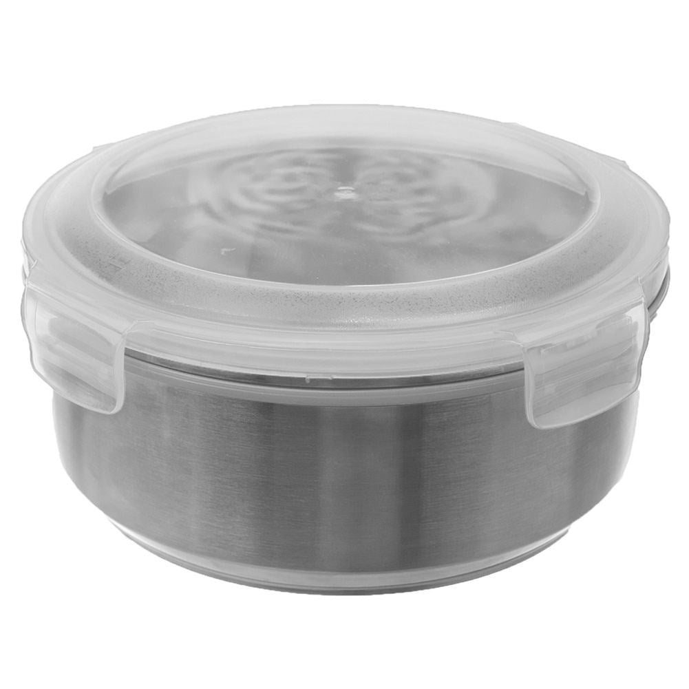 Round Lunchbox in Stainless Steel with Tight-fitting Lid